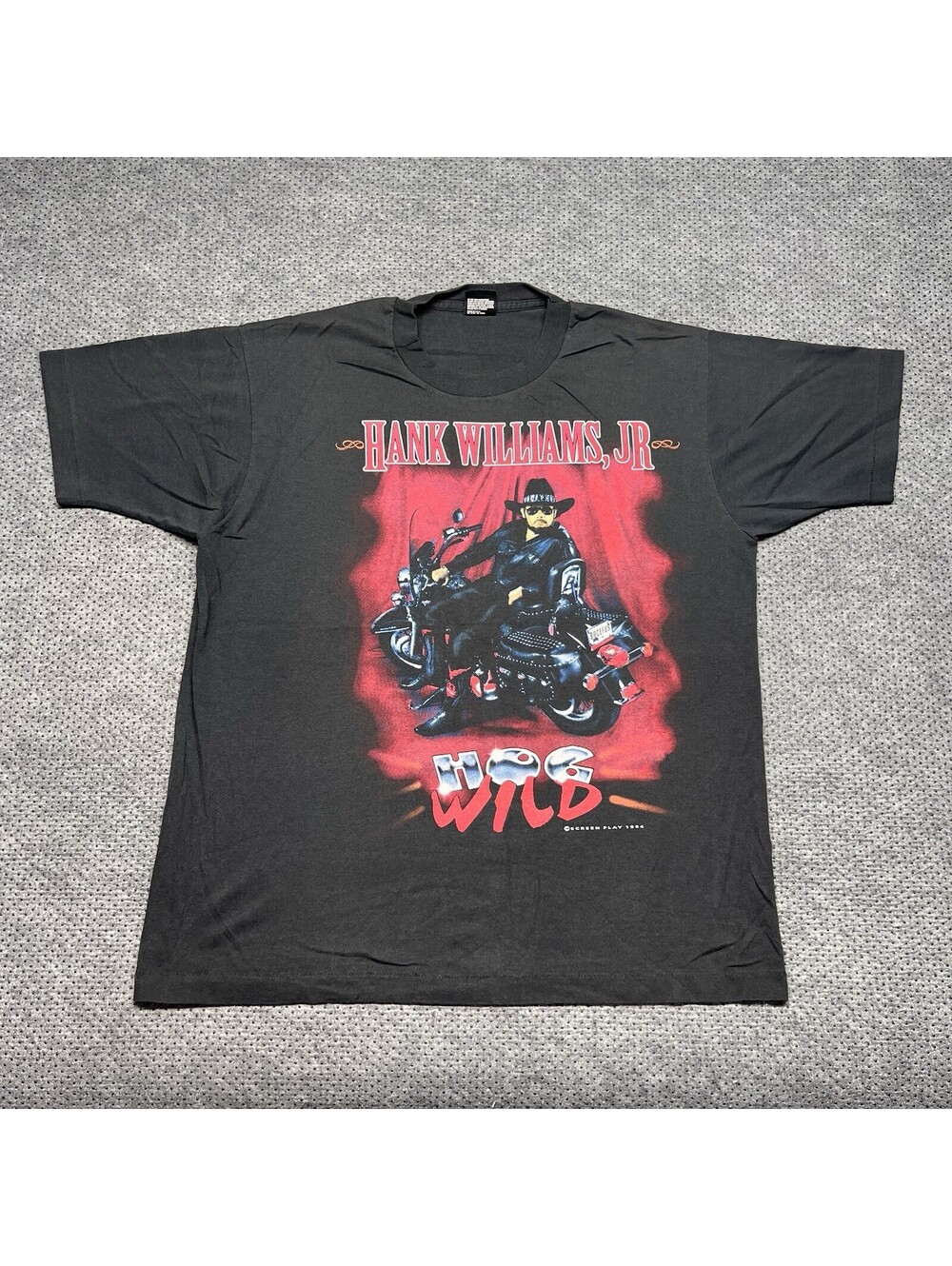 Vintage 1994 Hank Williams Jr Hog Wild Tour T-Shirt XL Band Rare Men’s Black